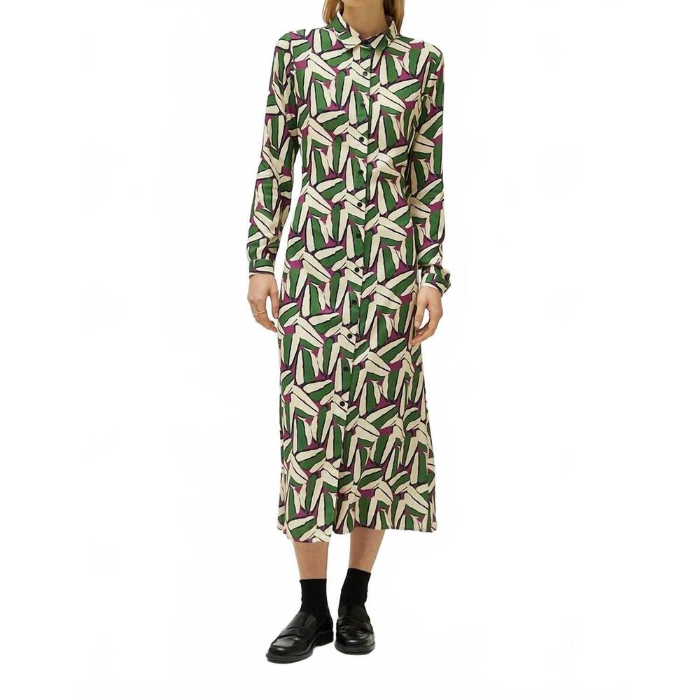 NEW COMPAÑÍA FANTÁSTICA geometric print midi dress in green